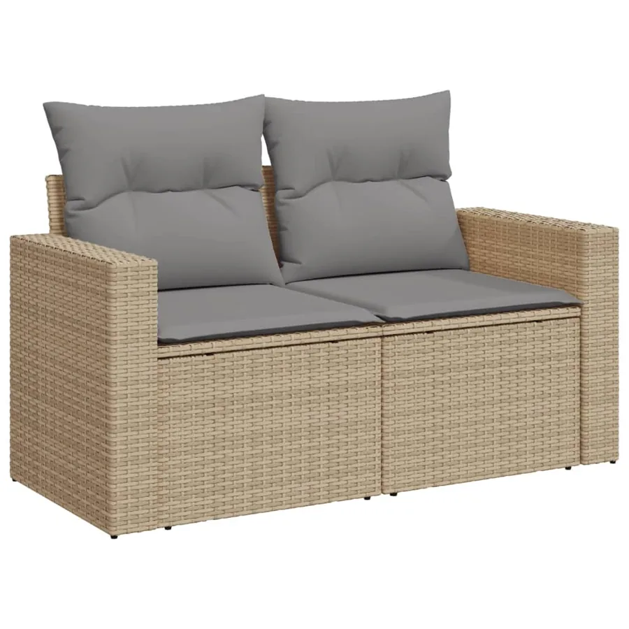 Salon de jardin avec coussins 7pcs mélange beige résine tressée - 7