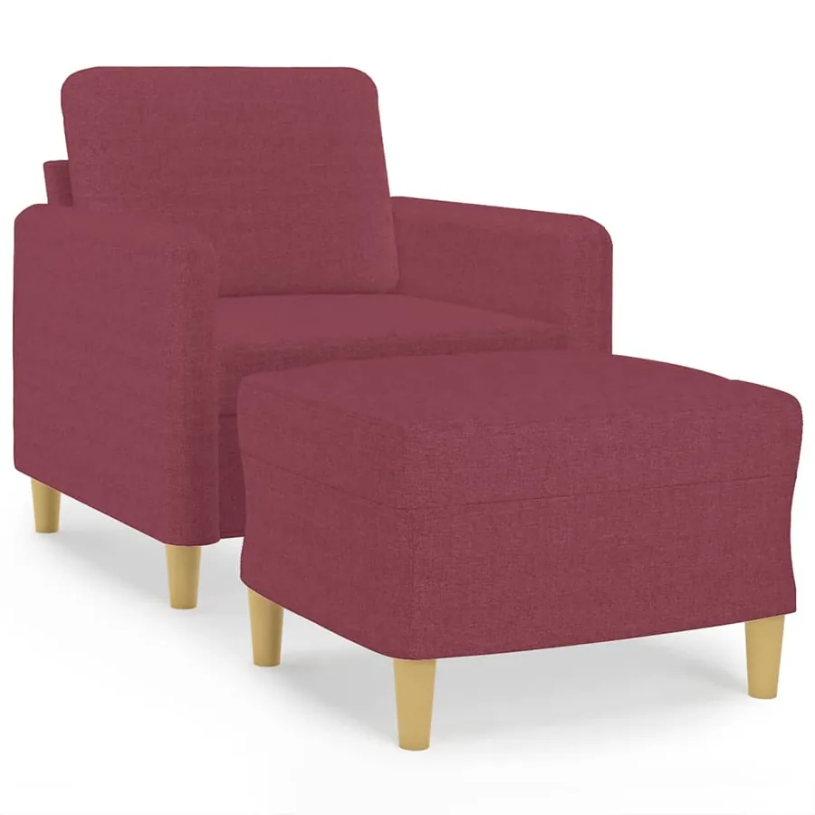 Fauteuil avec repose-pied Rouge bordeaux 60 cm Tissu - 2