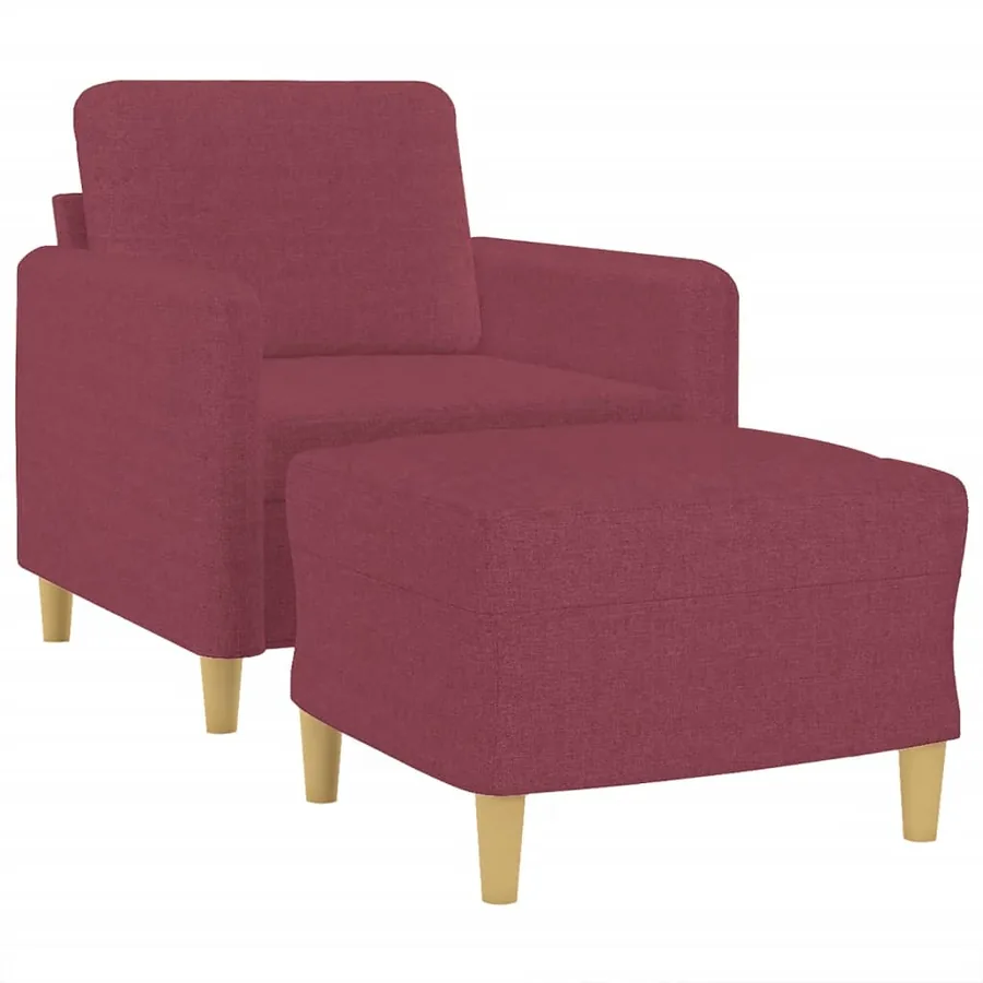 Fauteuil avec repose-pied Rouge bordeaux 60 cm Tissu - 3