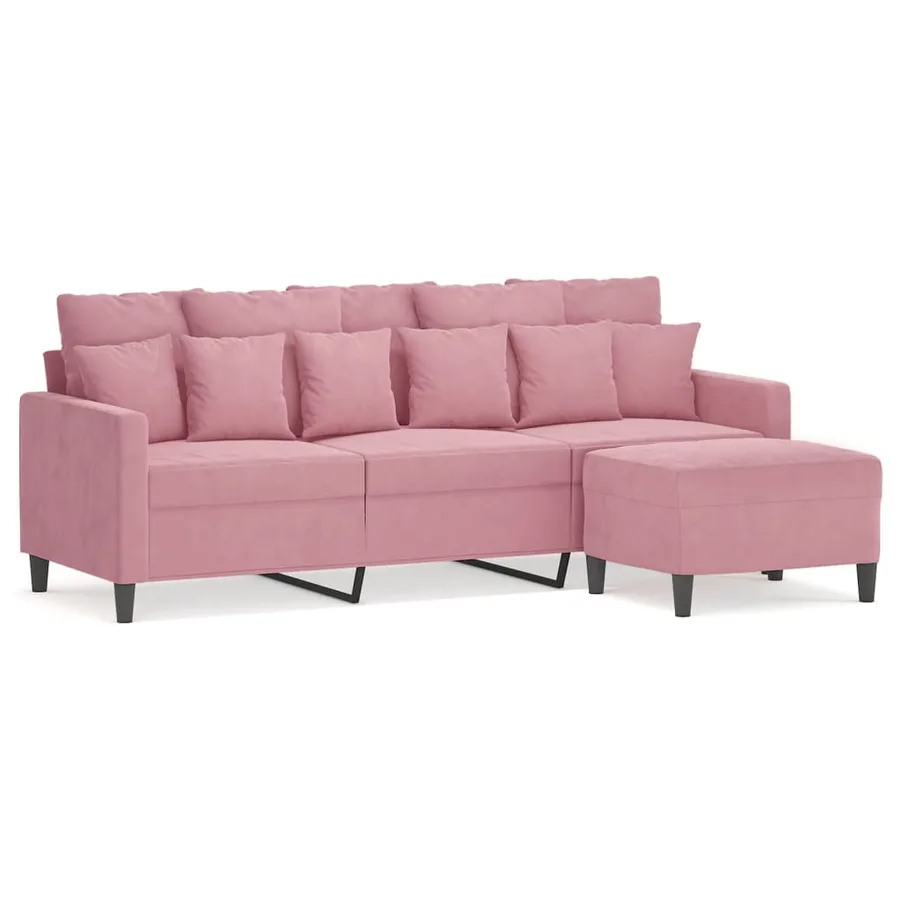 Canapé à 3 places avec repose-pieds Rose 180 cm Velours - 2