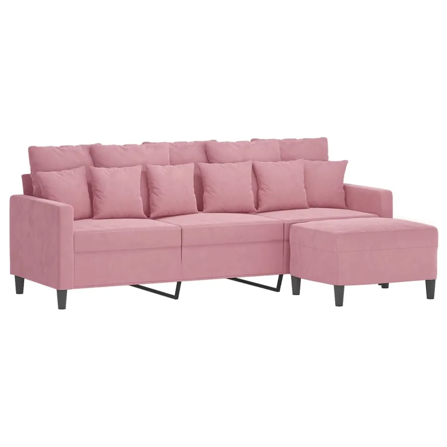 Canapé à 3 places avec repose-pieds Rose 180 cm Velours - 3
