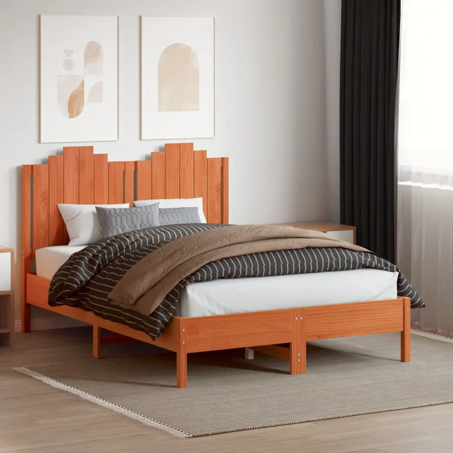 Tête de lit cire marron 135 cm bois massif de pin - 3