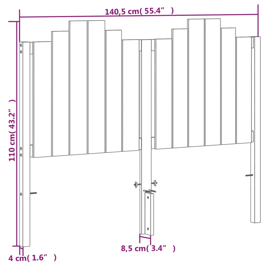 Tête de lit cire marron 135 cm bois massif de pin - 9