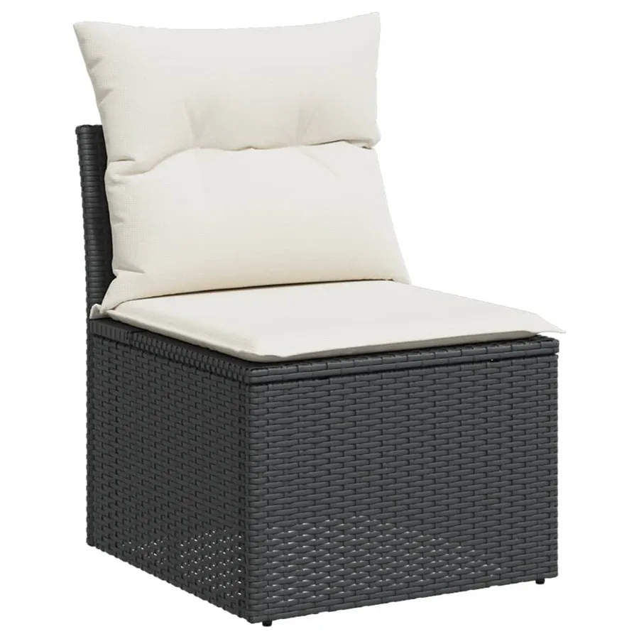Salon de jardin 6 pcs avec coussins noir résine tressée - 3