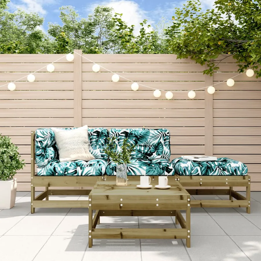 Salon de jardin 4 pcs avec coussins bois de pin imprégné