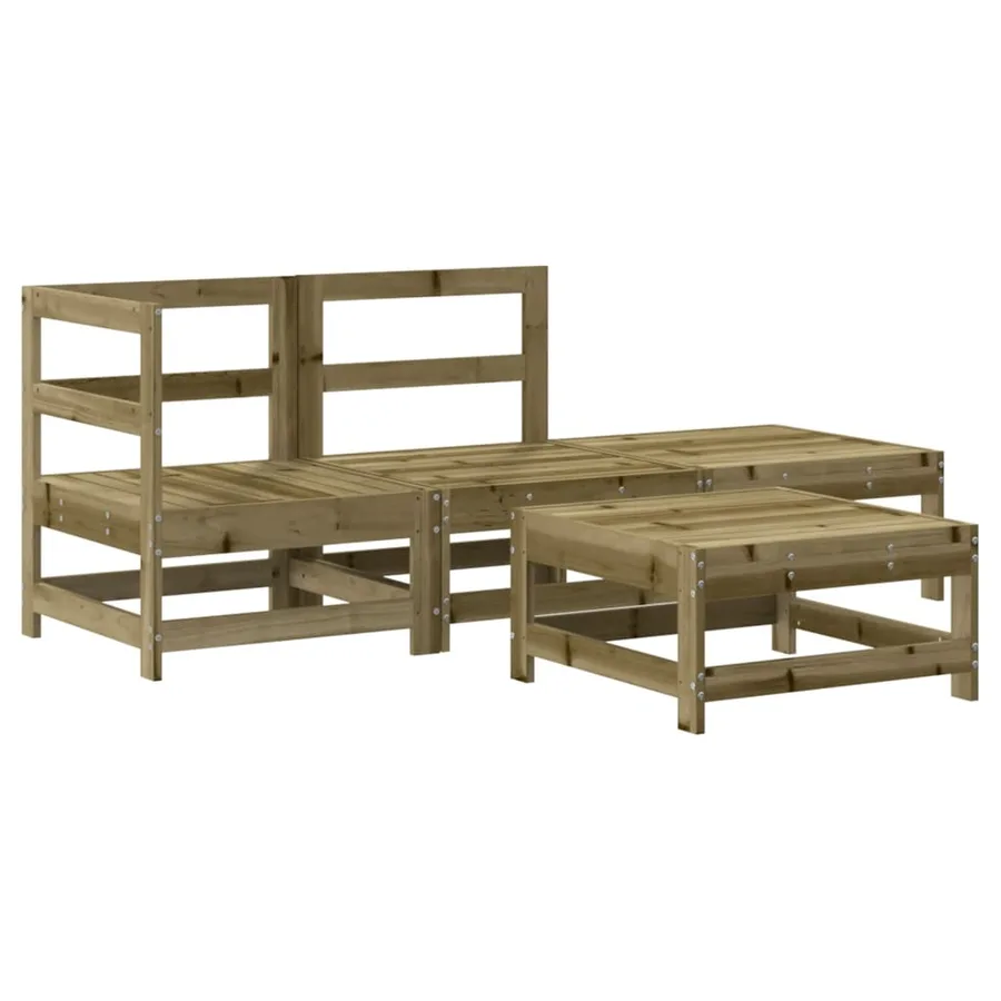 Salon de jardin 4 pcs avec coussins bois de pin imprégné - 3
