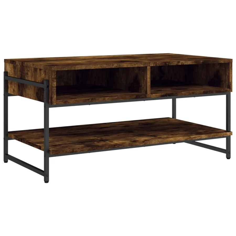 Table basse chêne fumé 90x50x45 cm bois d'ingénierie - 2