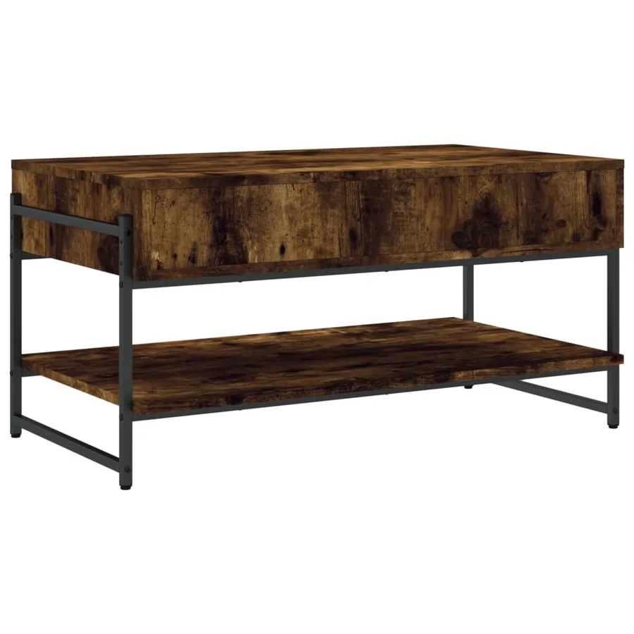 Table basse chêne fumé 90x50x45 cm bois d'ingénierie - 7