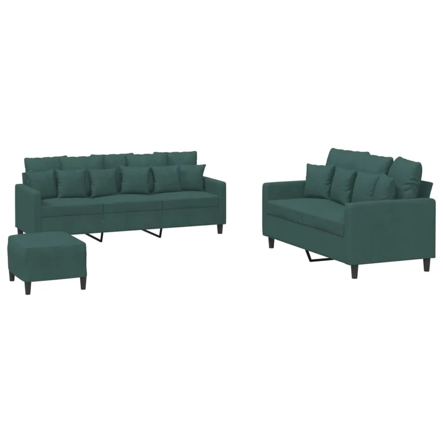 Ensemble de canapés 3 pcs avec coussins Vert foncé Velours - 2