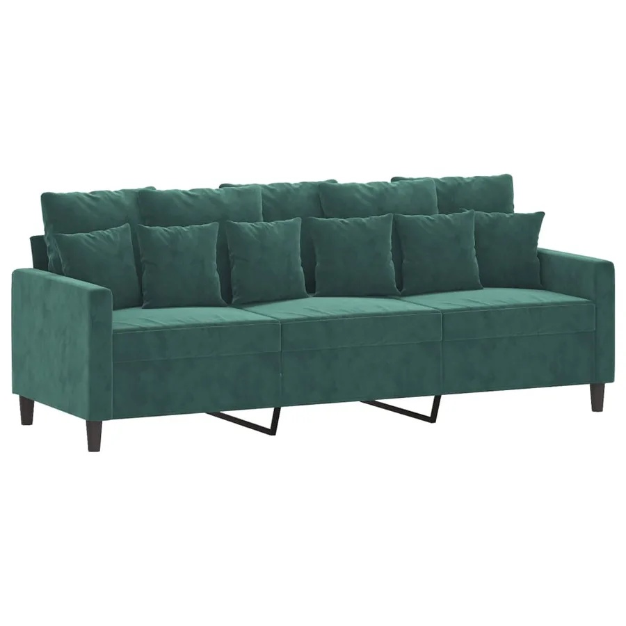 Ensemble de canapés 3 pcs avec coussins Vert foncé Velours - 4