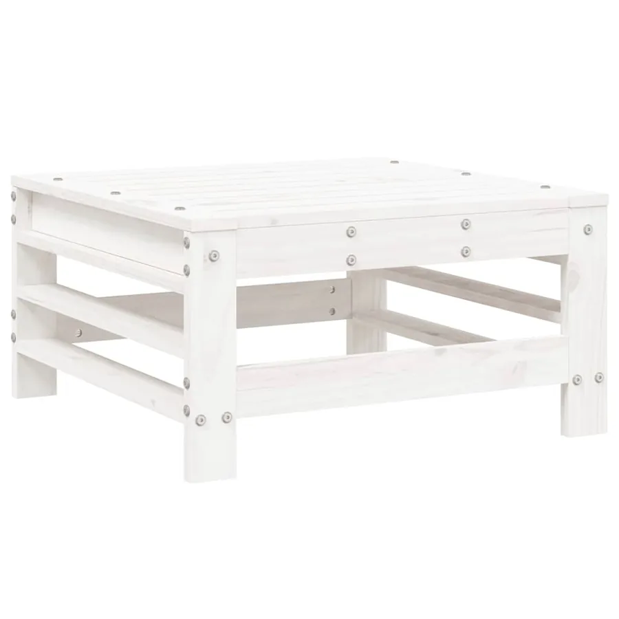 Salon de jardin 5 pcs blanc bois massif de pin - 5