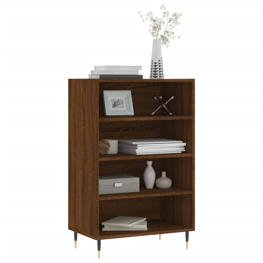 Buffet haut chêne marron 57x35x90 cm bois d'ingénierie - 3