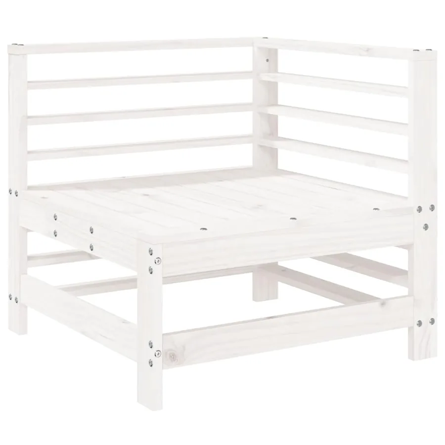 Salon de jardin 6 pcs Blanc Bois de pin massif - 3