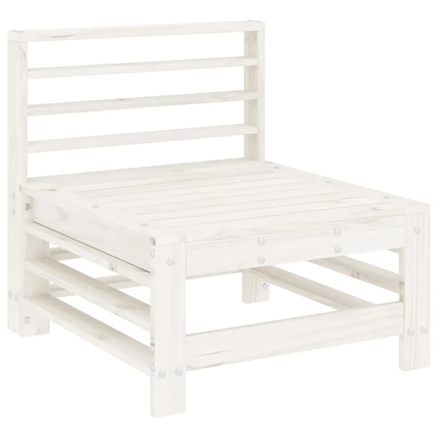 Salon de jardin 6 pcs Blanc Bois de pin massif - 4