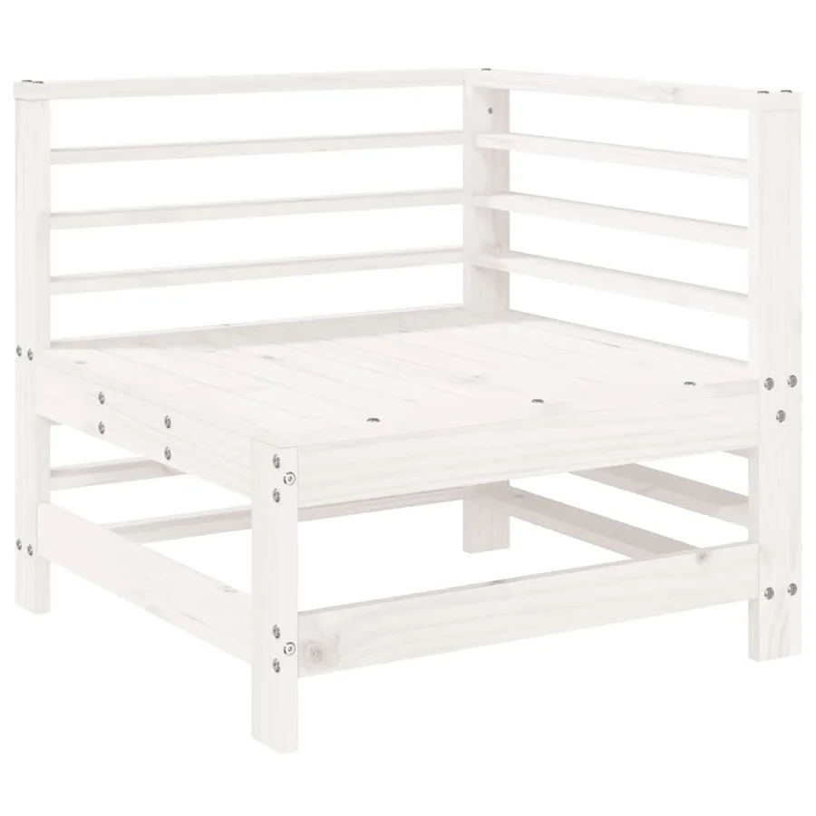Salon de jardin 5 pcs blanc bois massif de pin - 3