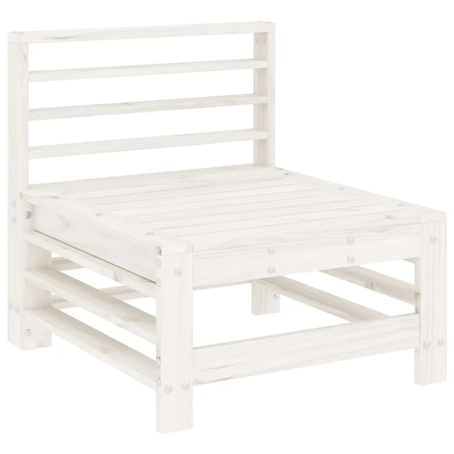 Salon de jardin 5 pcs blanc bois massif de pin - 4