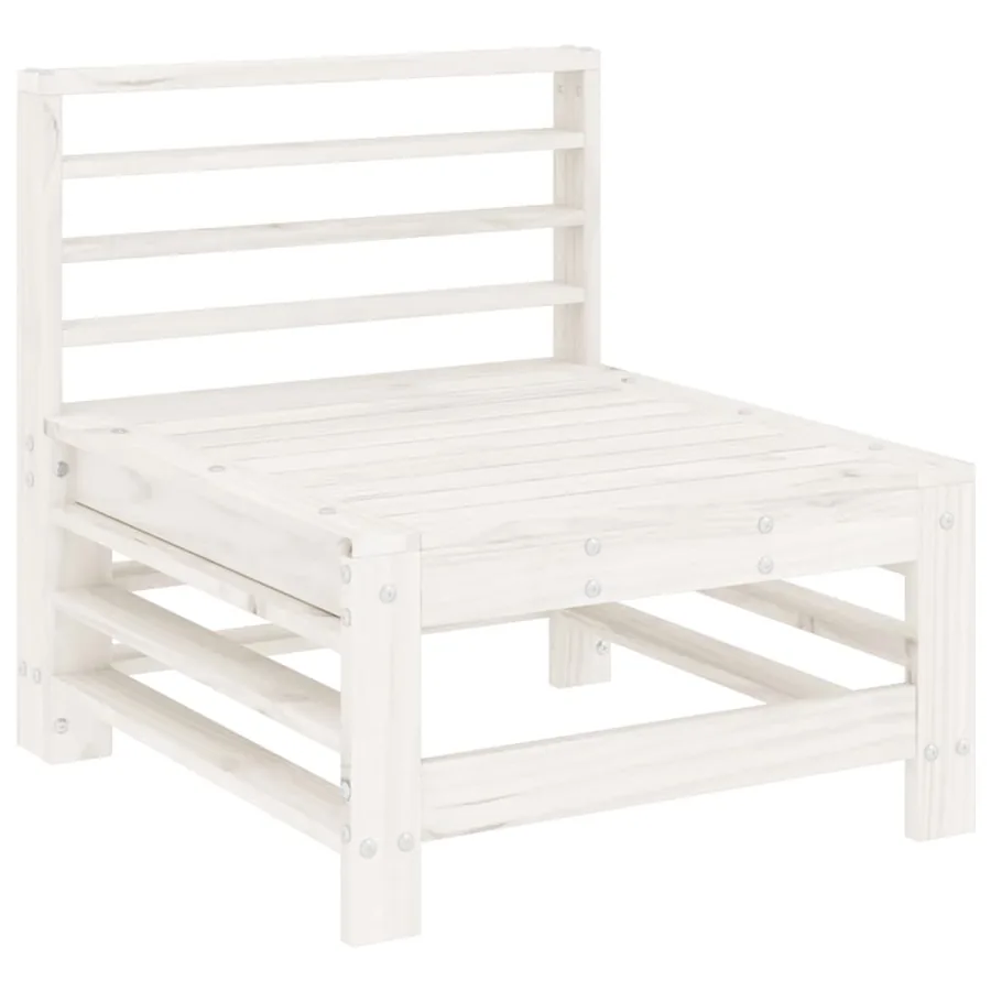 Salon de jardin 6 pcs Blanc Bois de pin massif - 4