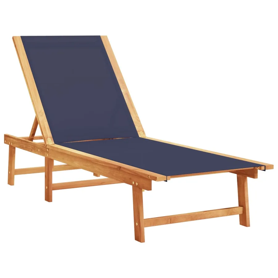 Chaises longues lot de 2 noir bois d'acacia solide et textilène - 11