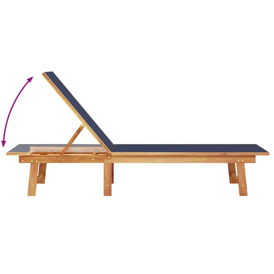 Chaises longues lot de 2 noir bois d'acacia solide et textilène - 12