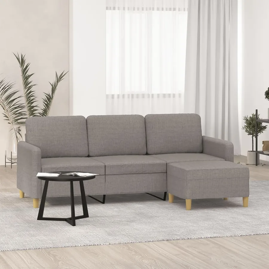 Canapé à 3 places avec repose-pieds Taupe 180 cm Tissu