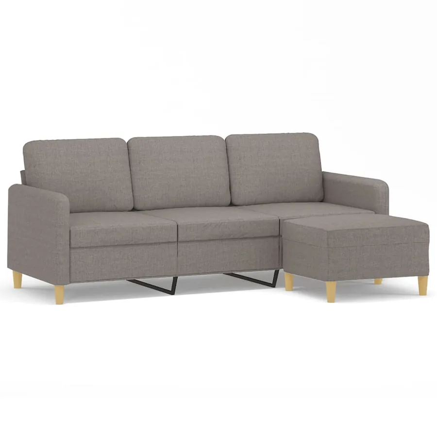 Canapé à 3 places avec repose-pieds Taupe 180 cm Tissu - 2