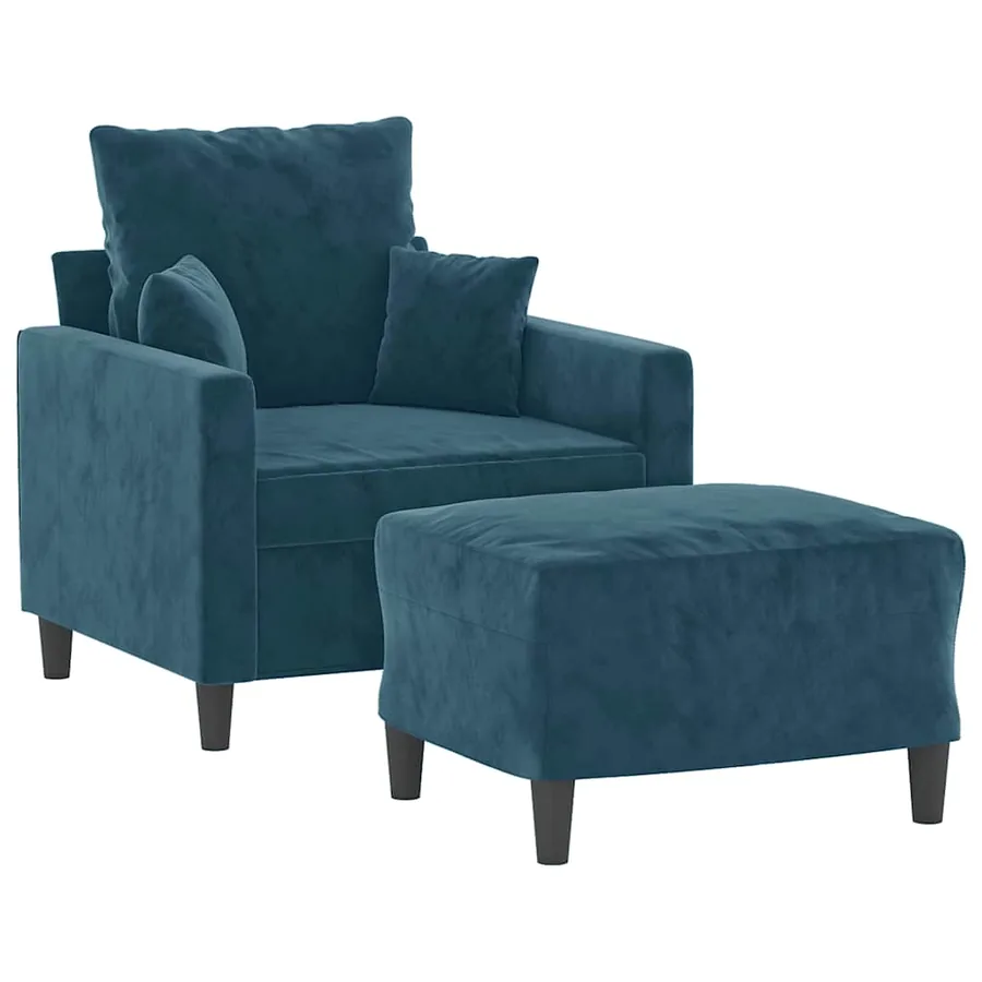 Fauteuil avec repose-pied Bleu 60 cm Velours - 3