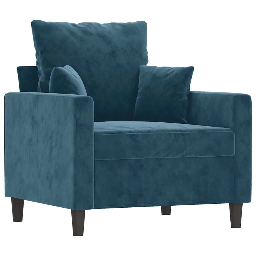 Fauteuil avec repose-pied Bleu 60 cm Velours - 4