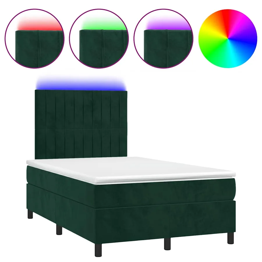 Sommier à lattes de lit avec matelas LED Vert foncé 120x200 cm - 2