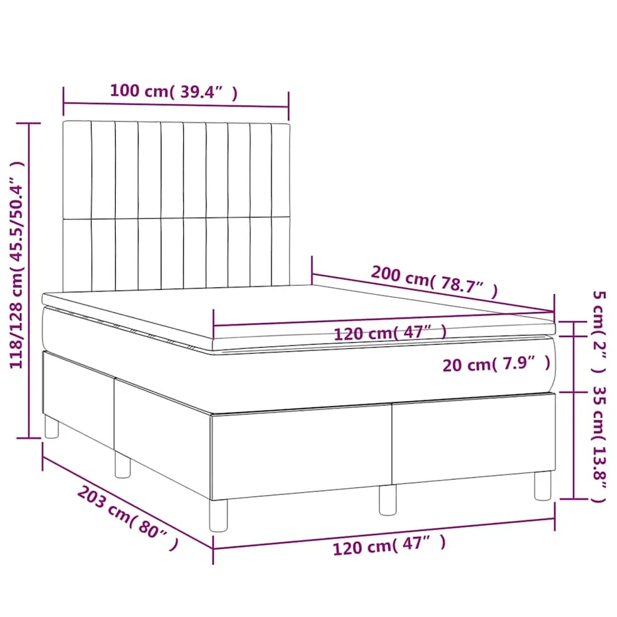 Sommier à lattes de lit avec matelas LED Vert foncé 120x200 cm - 9