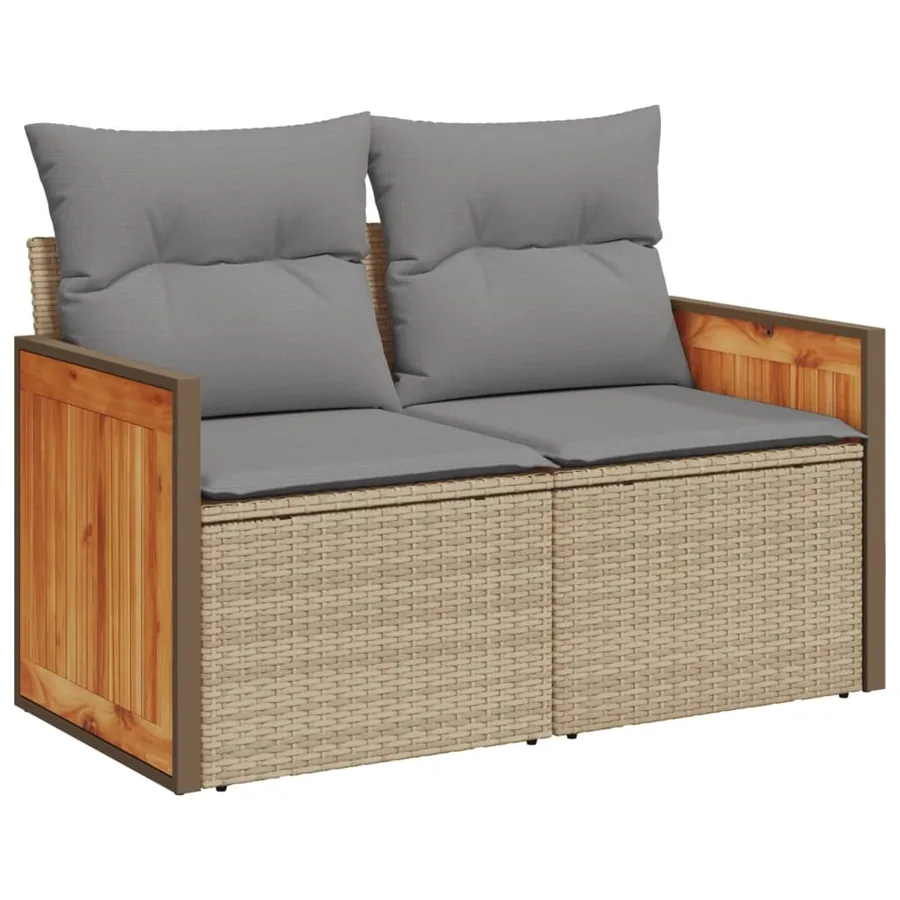 Salon de jardin avec coussins 8 pcs beige résine tressée - 3