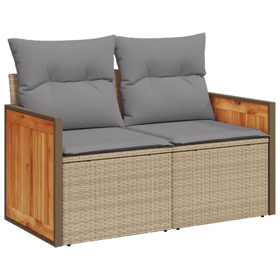 Salon de jardin avec coussins 10 pcs beige résine tressée - 3