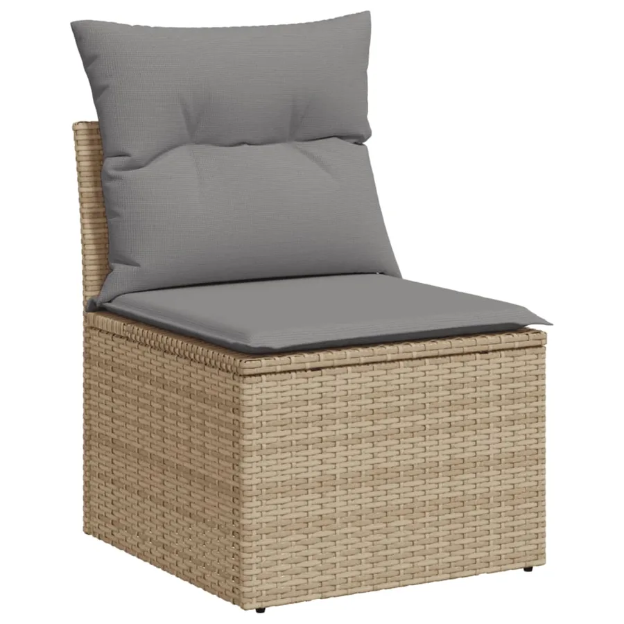 Salon de jardin avec coussins 10 pcs beige résine tressée - 4