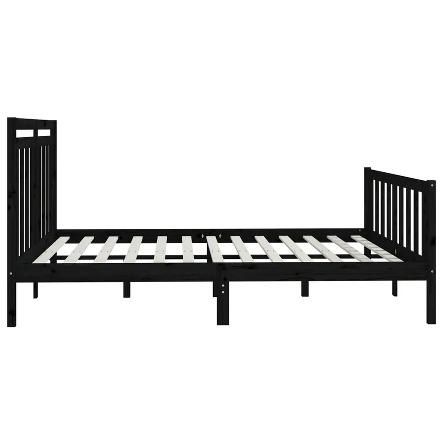 Cadre de lit sans matelas noir bois massif de pin 200x200 cm - 6