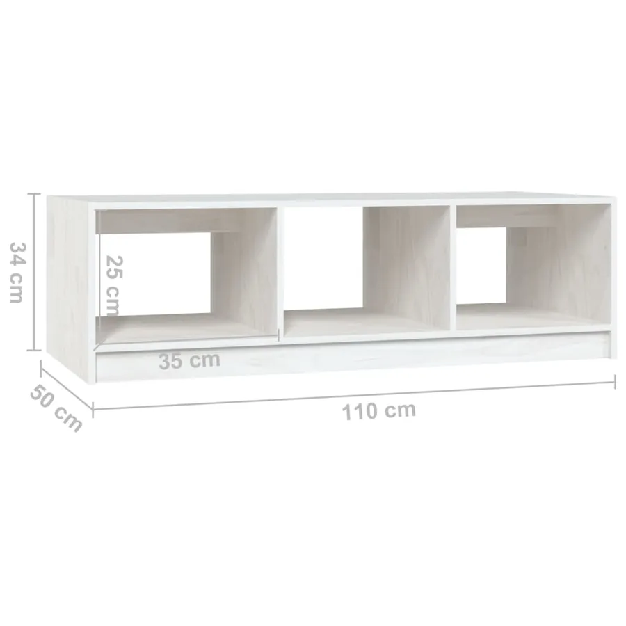 Table basse blanc 110x50x34 cm bois de pin massif - 8