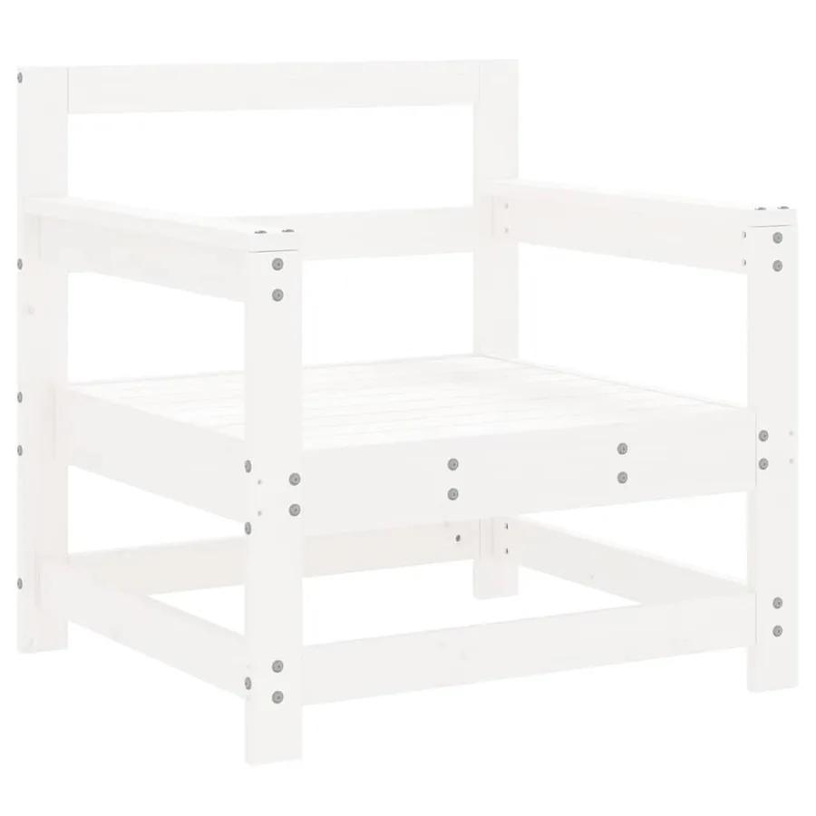 Salon de jardin 7 pcs Blanc Bois de pin massif - 5