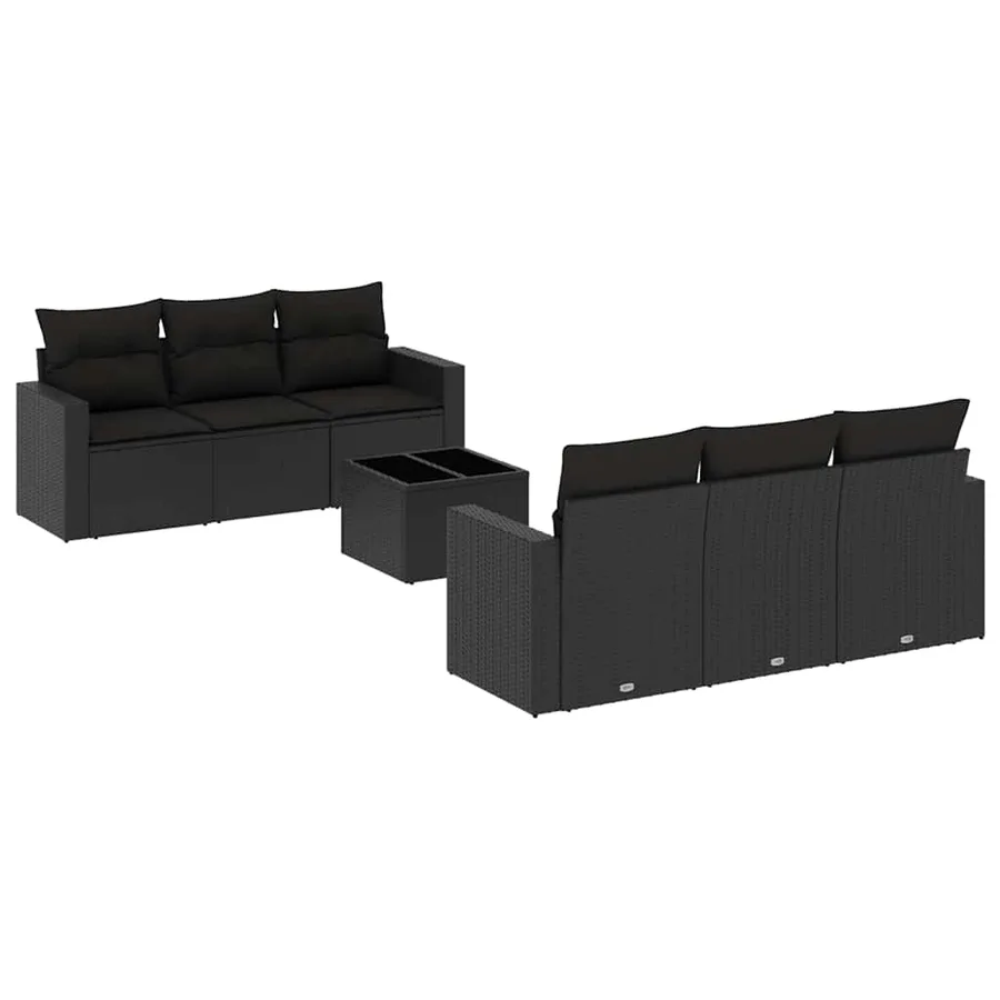 Salon de jardin 7 pcs avec coussins noir résine tressée 65,5 x 62 x 69 cm - 57,8 kg - 2