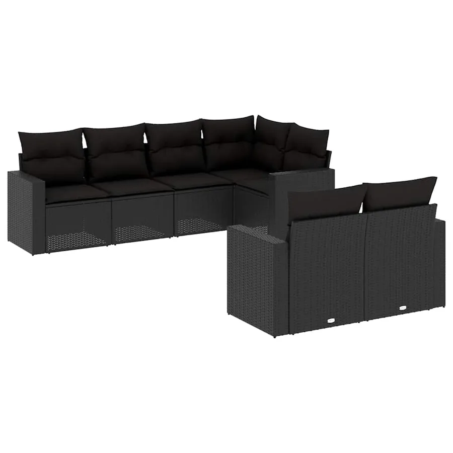 Salon de jardin 7 pcs avec coussins noir résine tressée 65,5 x 62 x 69 cm - 59,8 kg - 2