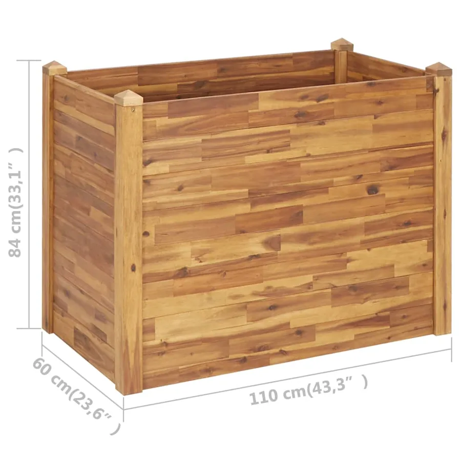 Lit surélevé de jardin 110x60x84 cm Bois massif d'acacia - 7