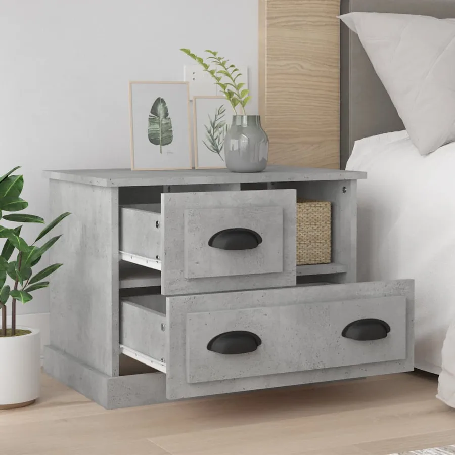 Table de chevet gris béton 60x39x45 cm - 3