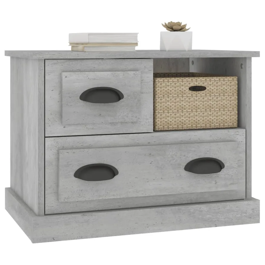 Table de chevet gris béton 60x39x45 cm - 4
