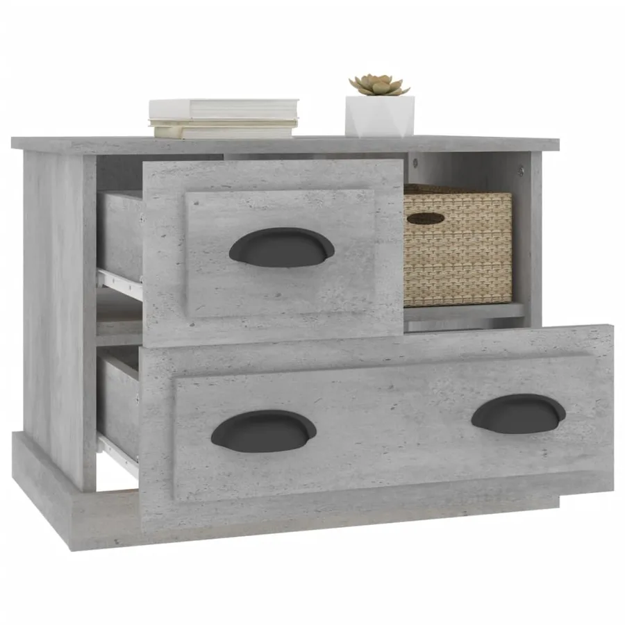 Table de chevet gris béton 60x39x45 cm - 5