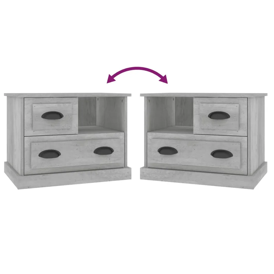 Table de chevet gris béton 60x39x45 cm - 9
