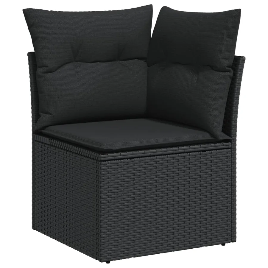 Salon de jardin 6 pcs avec coussins noir résine tressée - 4