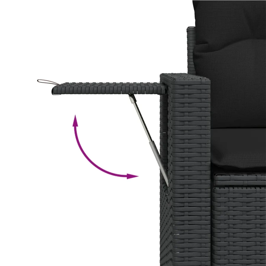 Salon de jardin 6 pcs avec coussins noir résine tressée - 8