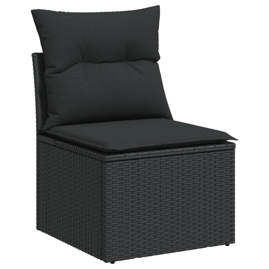 Salon de jardin 11 pcs avec coussins noir résine tressée - 4