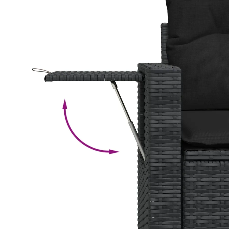 Salon de jardin 6 pcs avec coussins noir résine tressée - 3