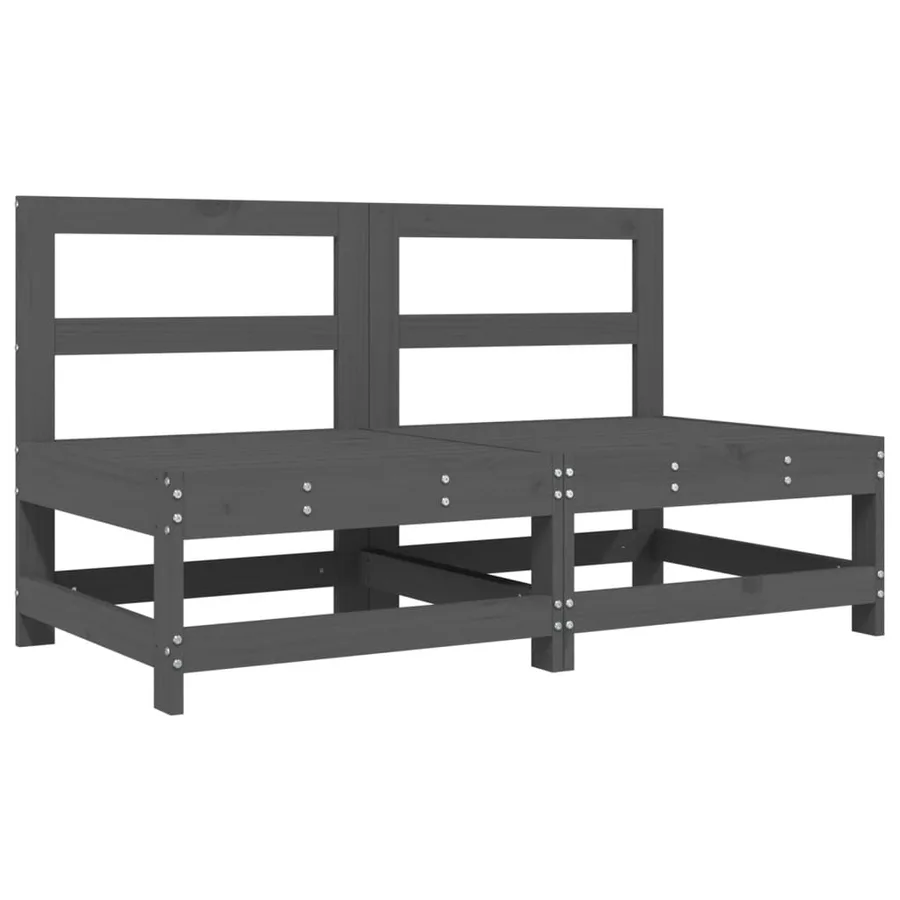 Canapés centraux de jardin 2 pcs gris bois de pin massif - 2