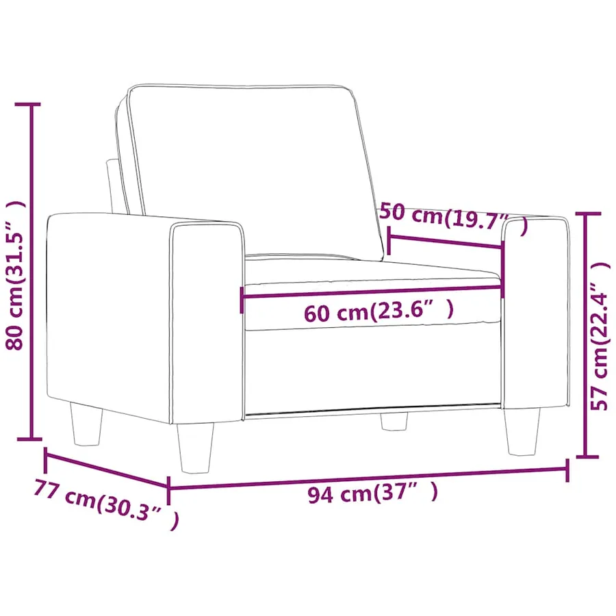 Fauteuil Noir 60 cm Tissu - 8
