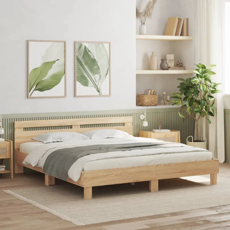 Cadre de lit sans matelas chêne sonoma 160x200 cm - 2