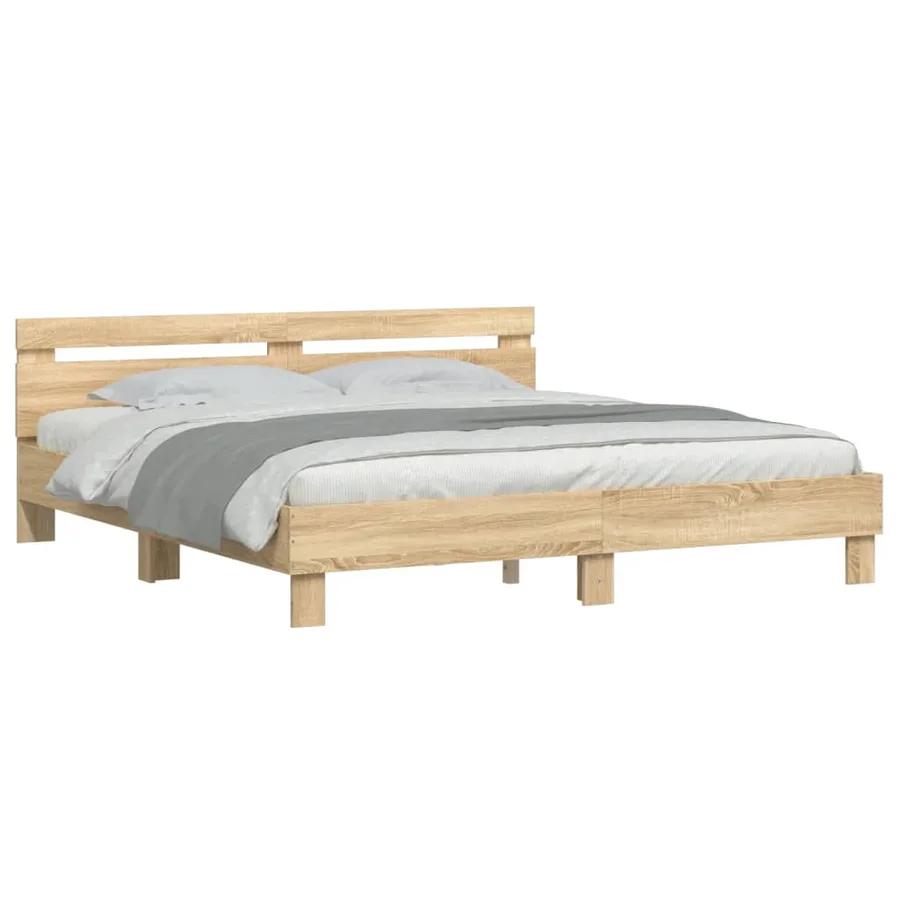 Cadre de lit sans matelas chêne sonoma 160x200 cm - 4